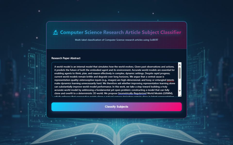Research Article Classifier screenshot